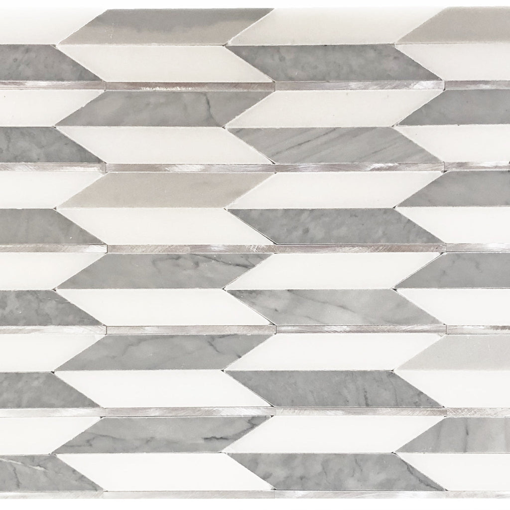 Era White & Grey Stone Mosaic Tile