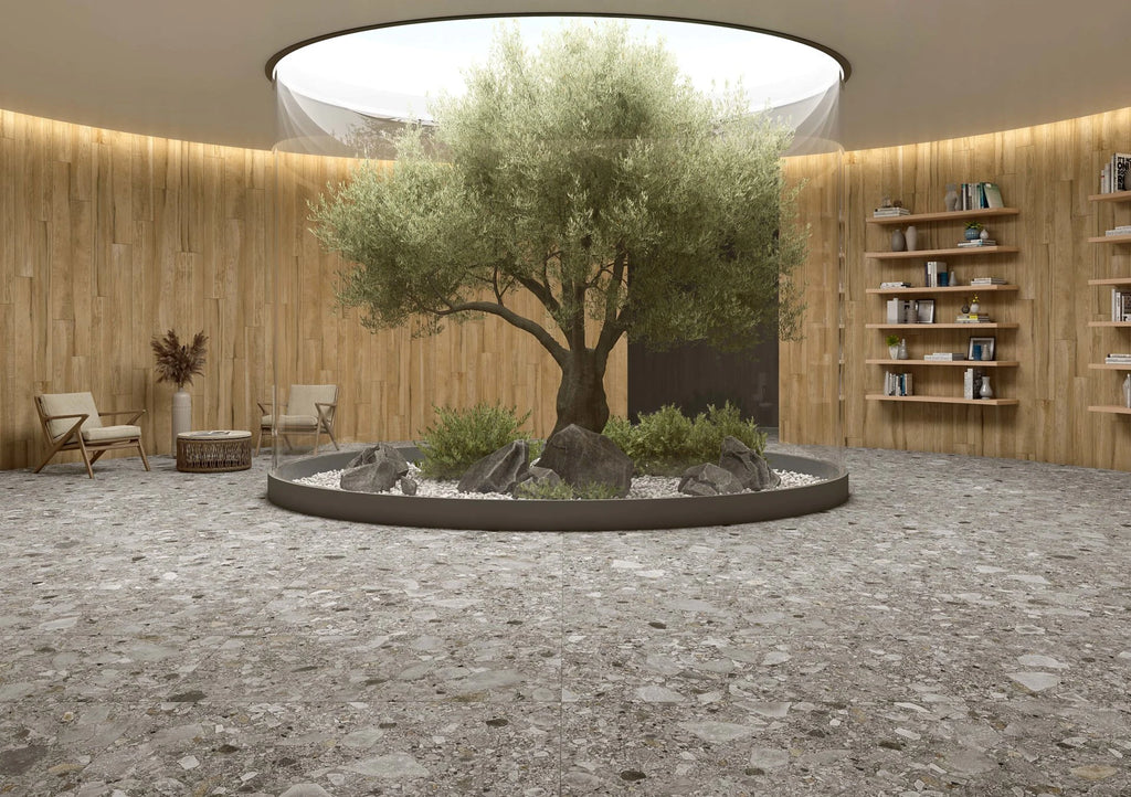 Unique Ground Gray Porcelain Tile – room scene