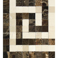 Emperador Dark Polished Marble Greek Key Corner (Emp. Dark + Crema Marfil)