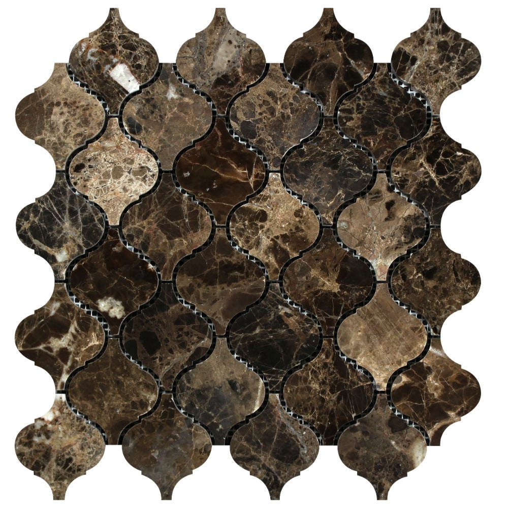 Emperador Dark Polished Marble Lantern Mosaic Tile