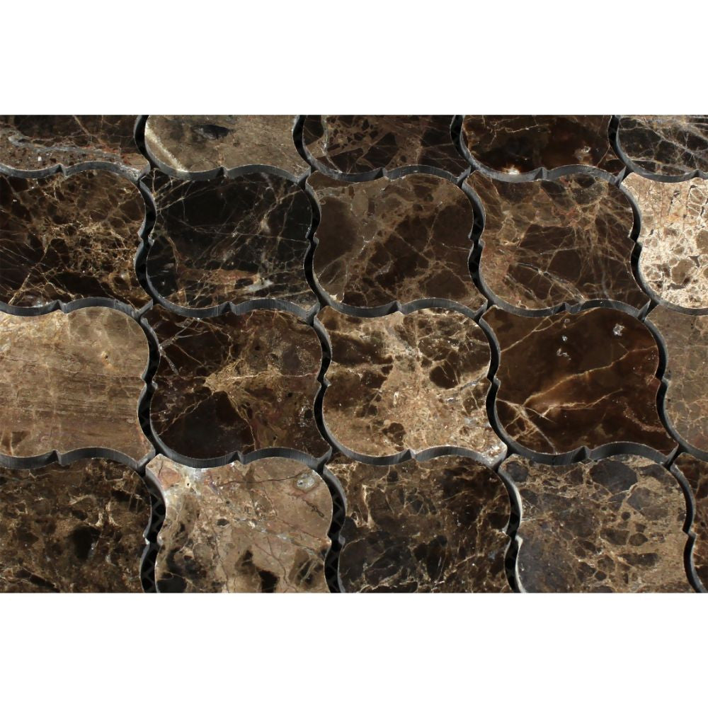 Emperador Dark Polished Marble Lantern Mosaic Tile