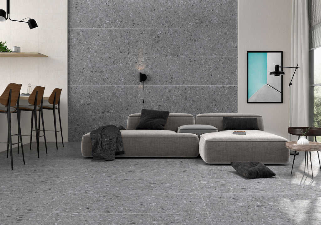 Flodsten Snow Porcelain Tile – room scene