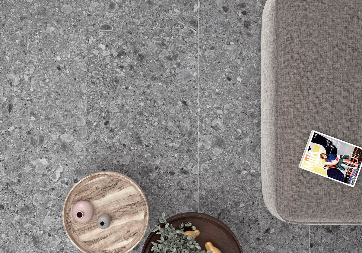 Flodsten Snow Porcelain Tile – room scene