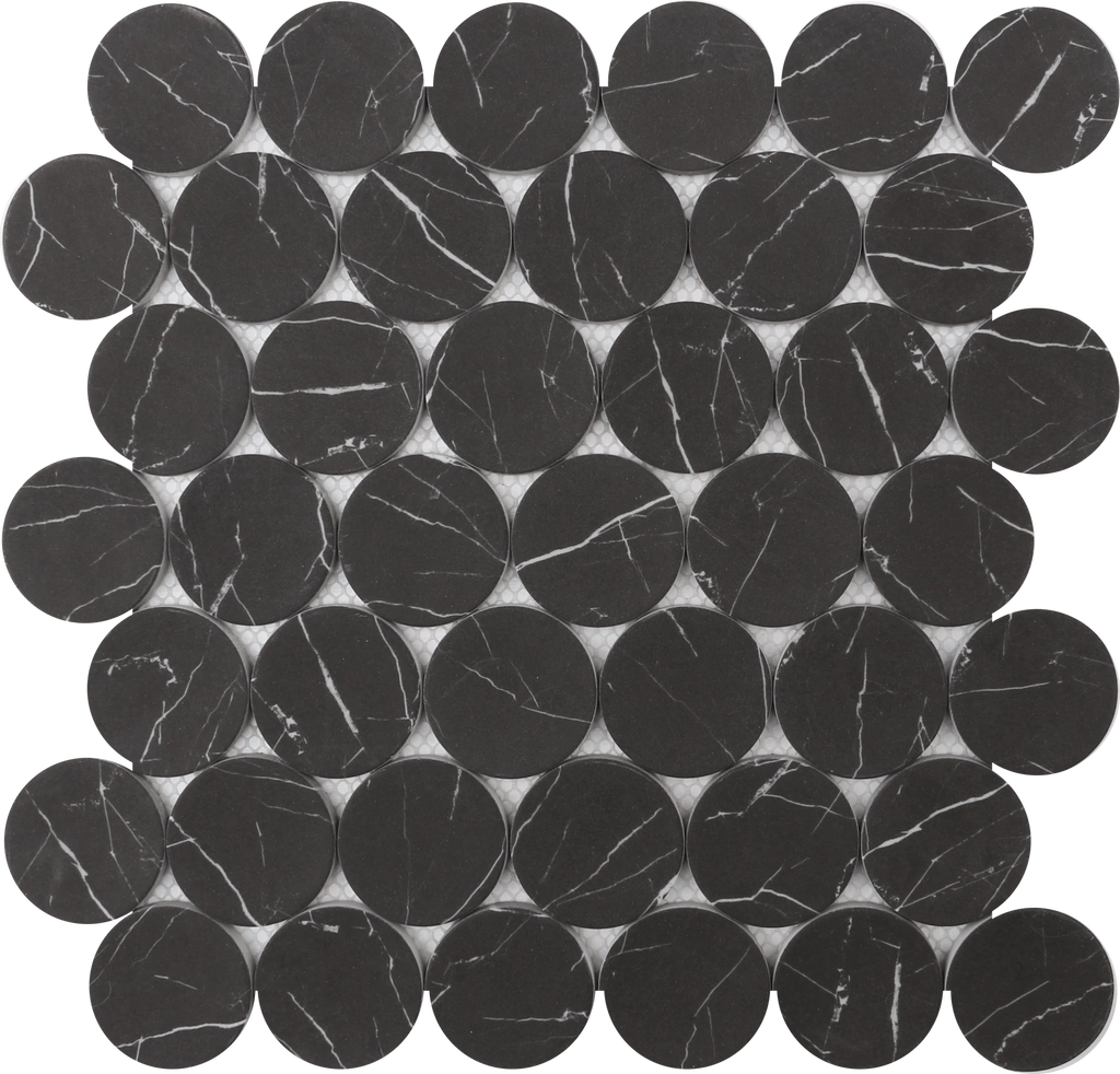 Rockart Nero Marquina Dots Marble Mosaic Tile