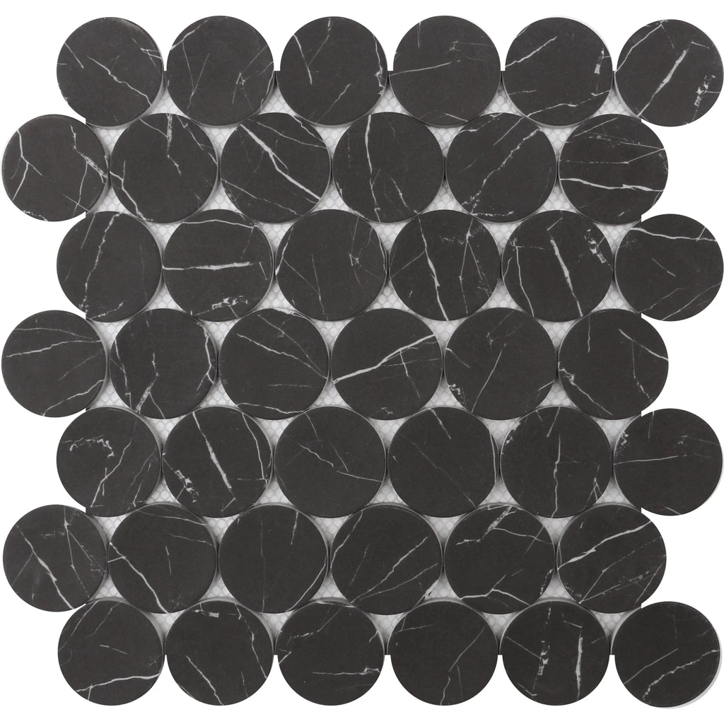 Rockart Nero Marquina Dots Marble Mosaic Tile