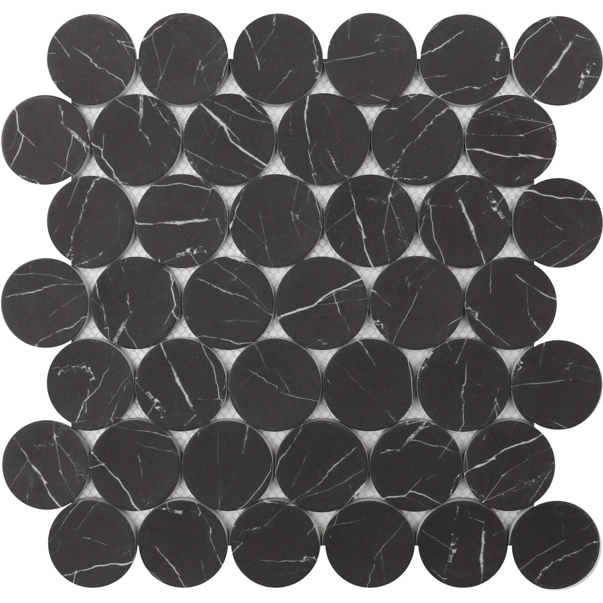 Rockart Nero Marquina Dots Marble Mosaic Tile