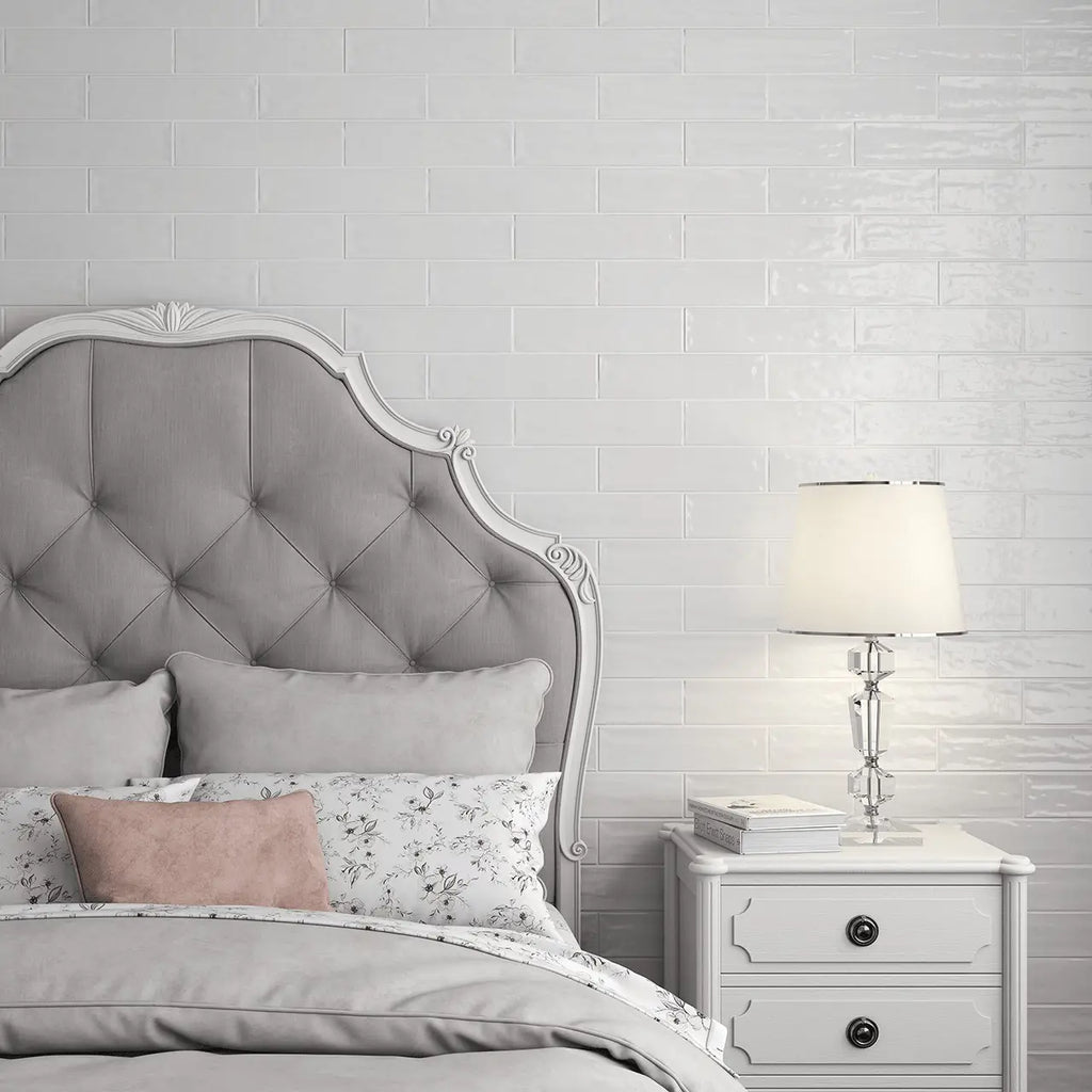 Flow White Ceramic Wall Tile – room scene