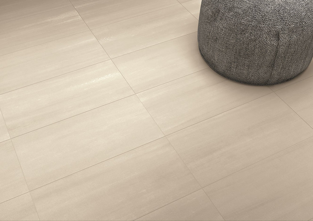Flow Ivory Porcelain Tile – room scene