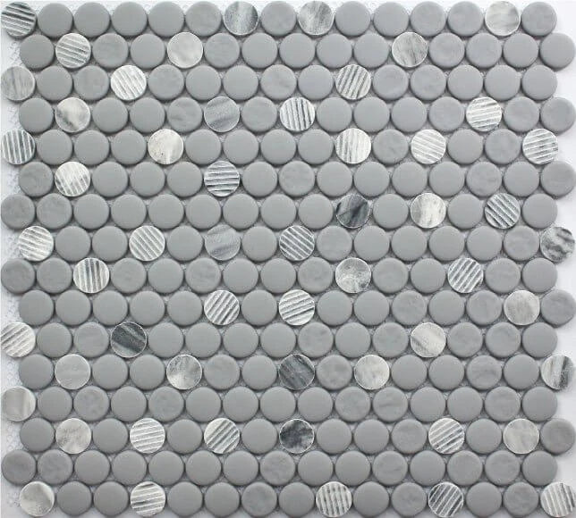 Rockart Gray Granite Penny Round Mosaic Tile