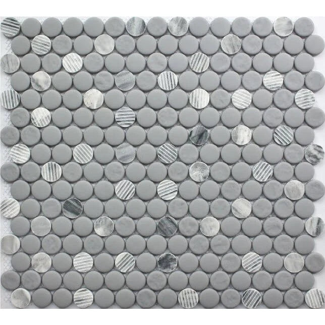 Rockart Gray Granite Penny Round Mosaic Tile