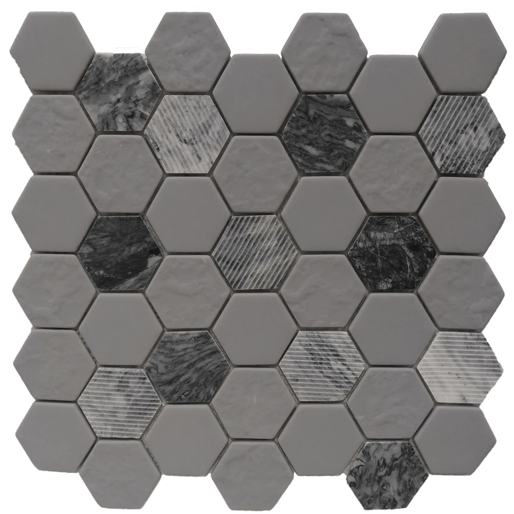 Rockart Gray Granite Hexagon Mosaic Tile