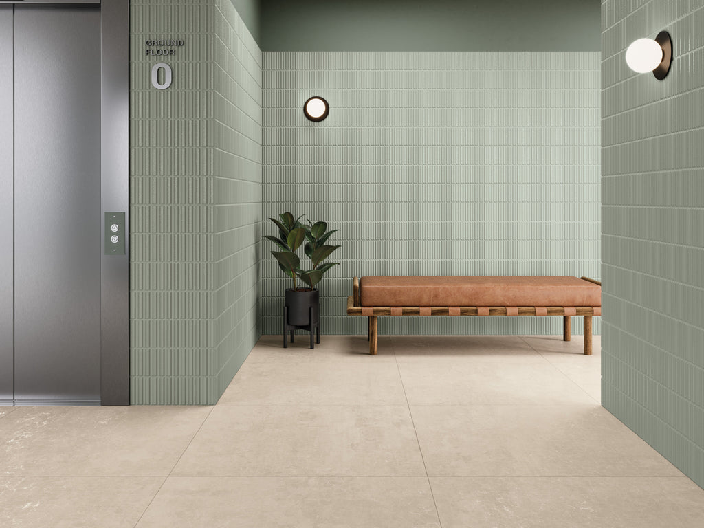 Highlight Green Ceramic Tile – room scene