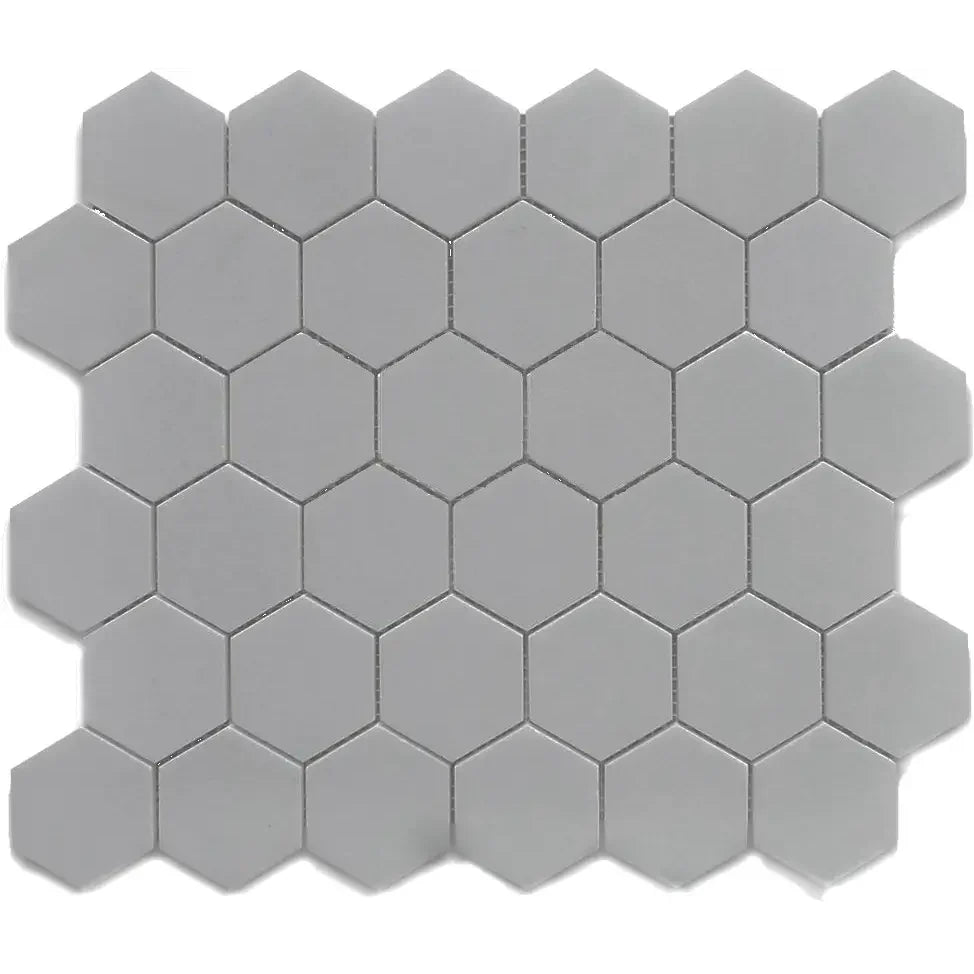 CC Mosaics Gray 2x2 Hexagon Porcelain Mosaic Tile