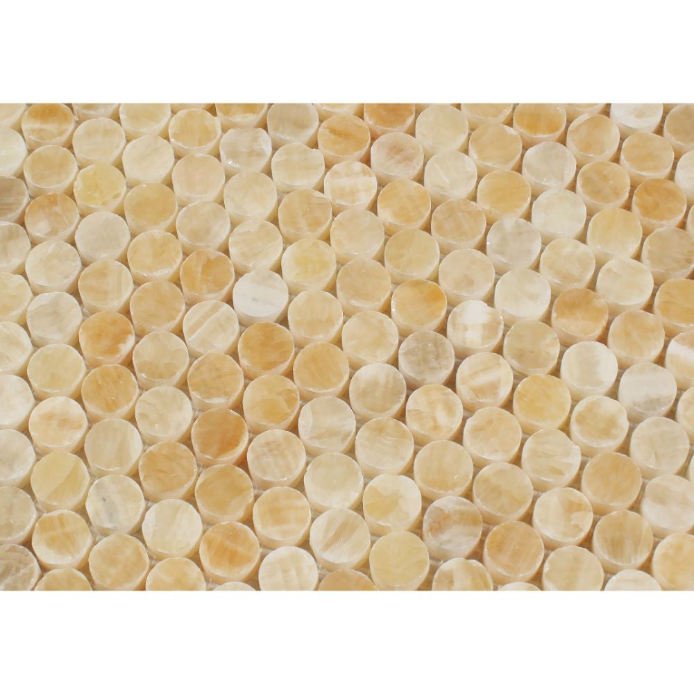 Honey Onyx Polished Penny Round Mosaic Tile