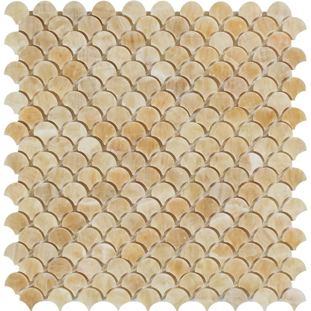 Honey Onyx Polished Raindrop Mosaic Tile
