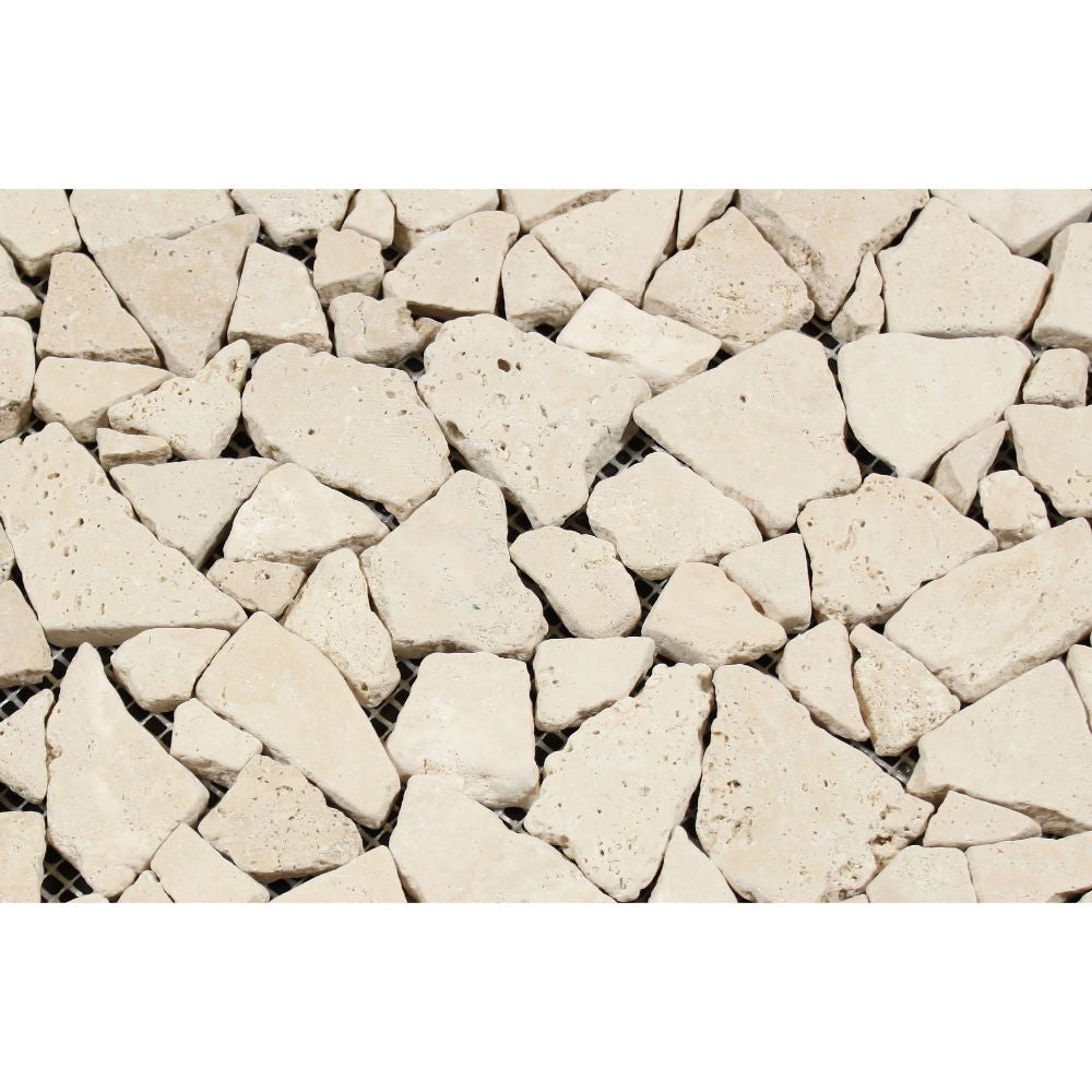 Ivory Tumbled Travertine Random Broken Mosaic Tile