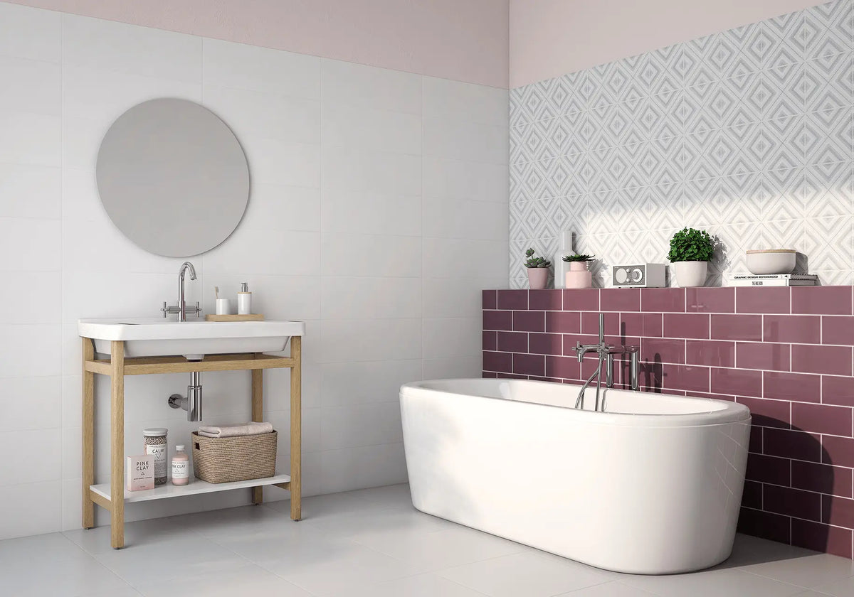 Joy Burgundy Ceramic Wall Tile – room scene