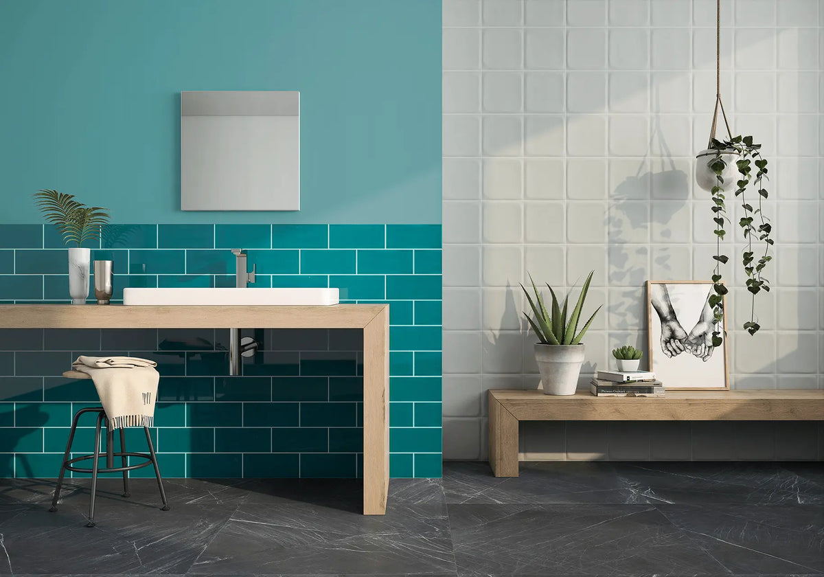 Joy Peacock Green Ceramic Wall Tile – room scene