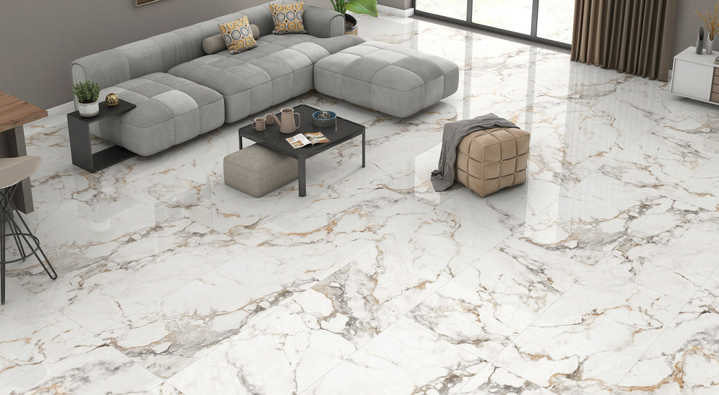 Loreal White Porcelain Tile – room scene