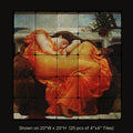 Flaming June by Frederic Leighton, stone mural shown on 20"W x 20"H (25 pcs of 4"x4" tumbled marble tiles)