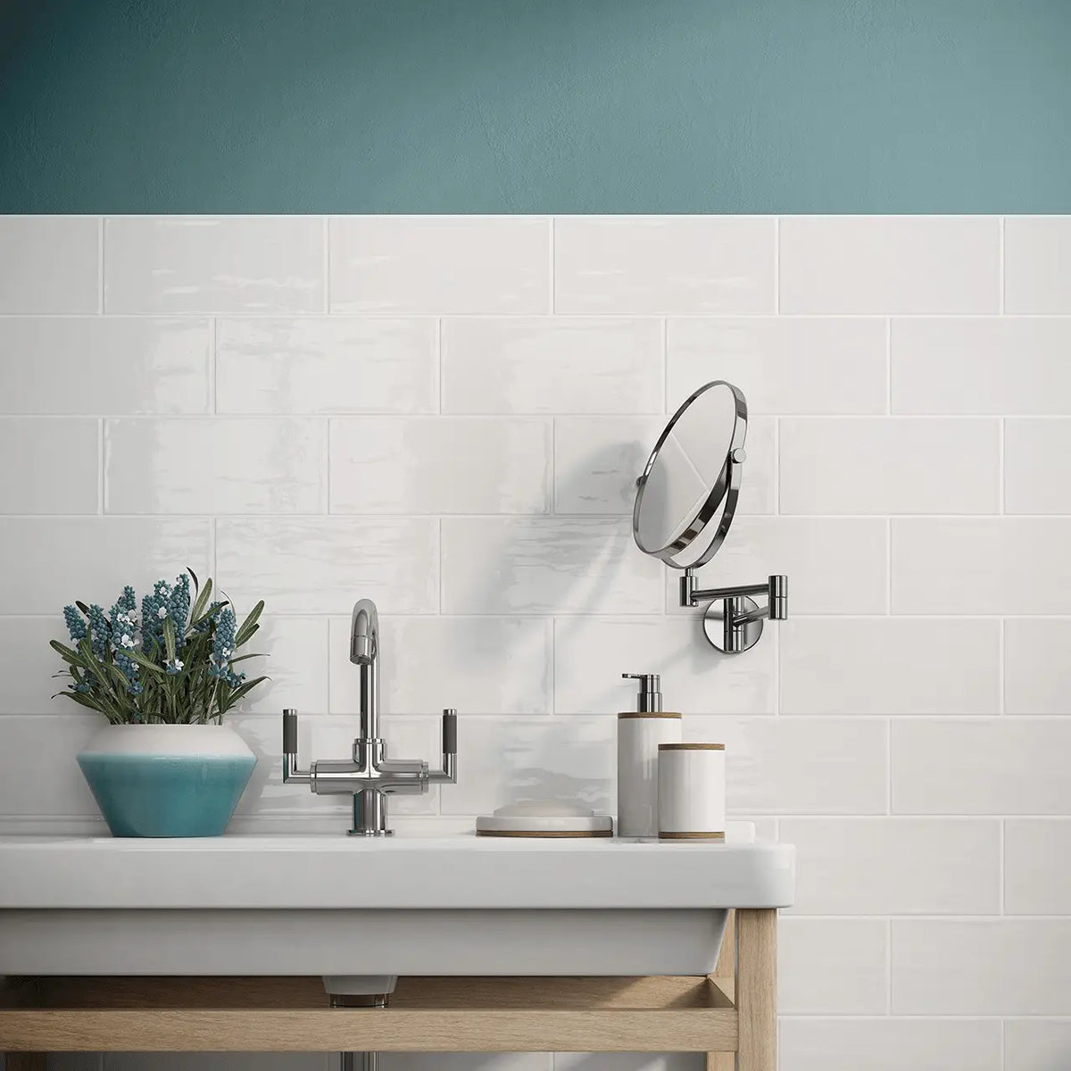 Maiolica White Ceramic Wall Tile – room scene
