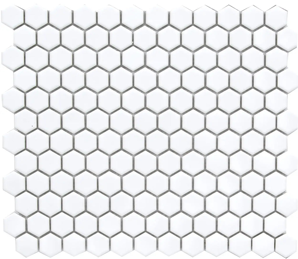 CC Mosaics White 1x1 Hexagon Porcelain Mosaic Tile