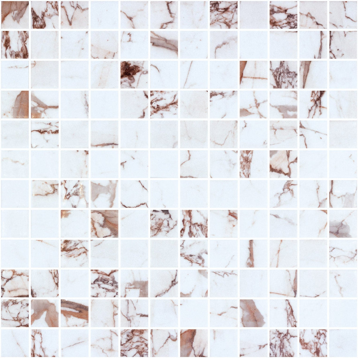 Marmoreal Gold Calacatta Square Recycled Glass Mosaic Tile