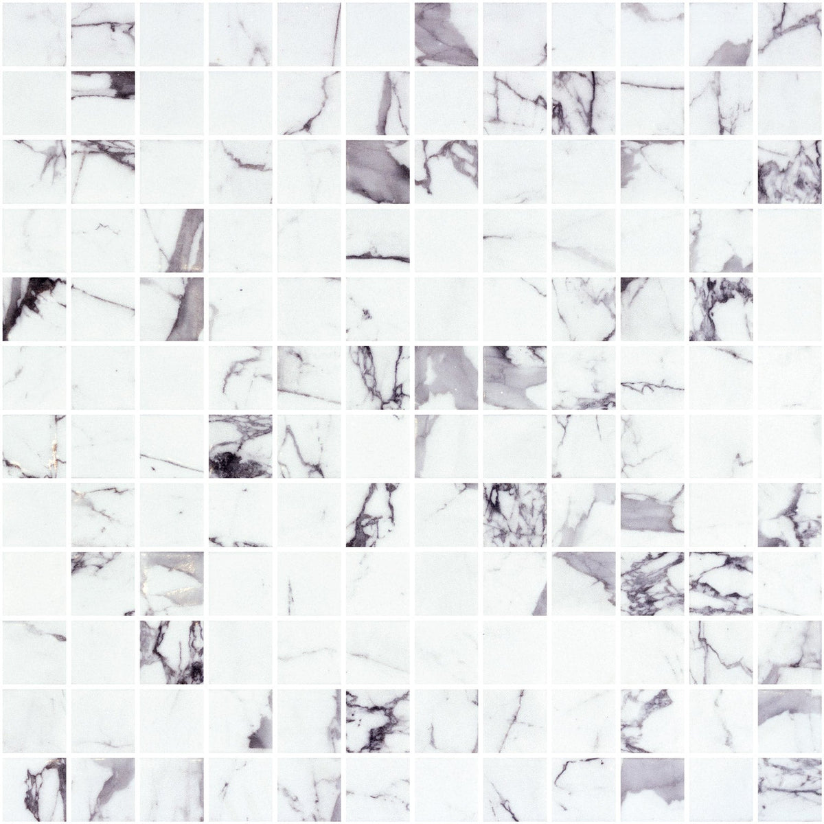 Marmoreal Grey Calacatta Square Recycled Glass Mosaic Tile