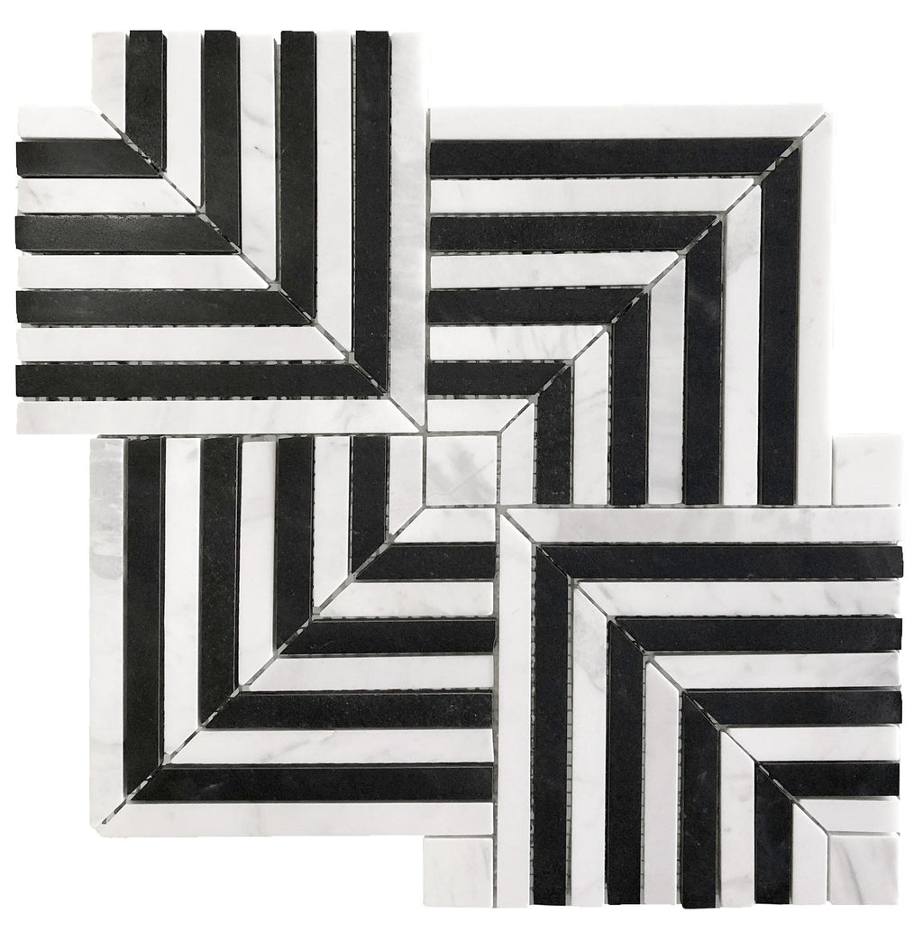Maze Dark Stone Mosaic Tile