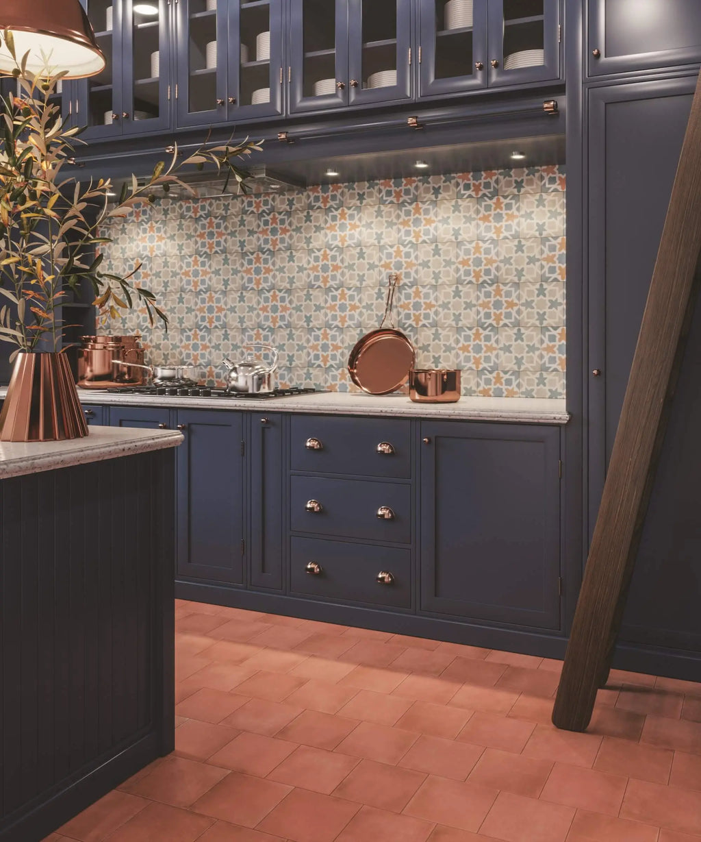 Maiolica Floor Pattern Coto Ceramic Tile – room scene