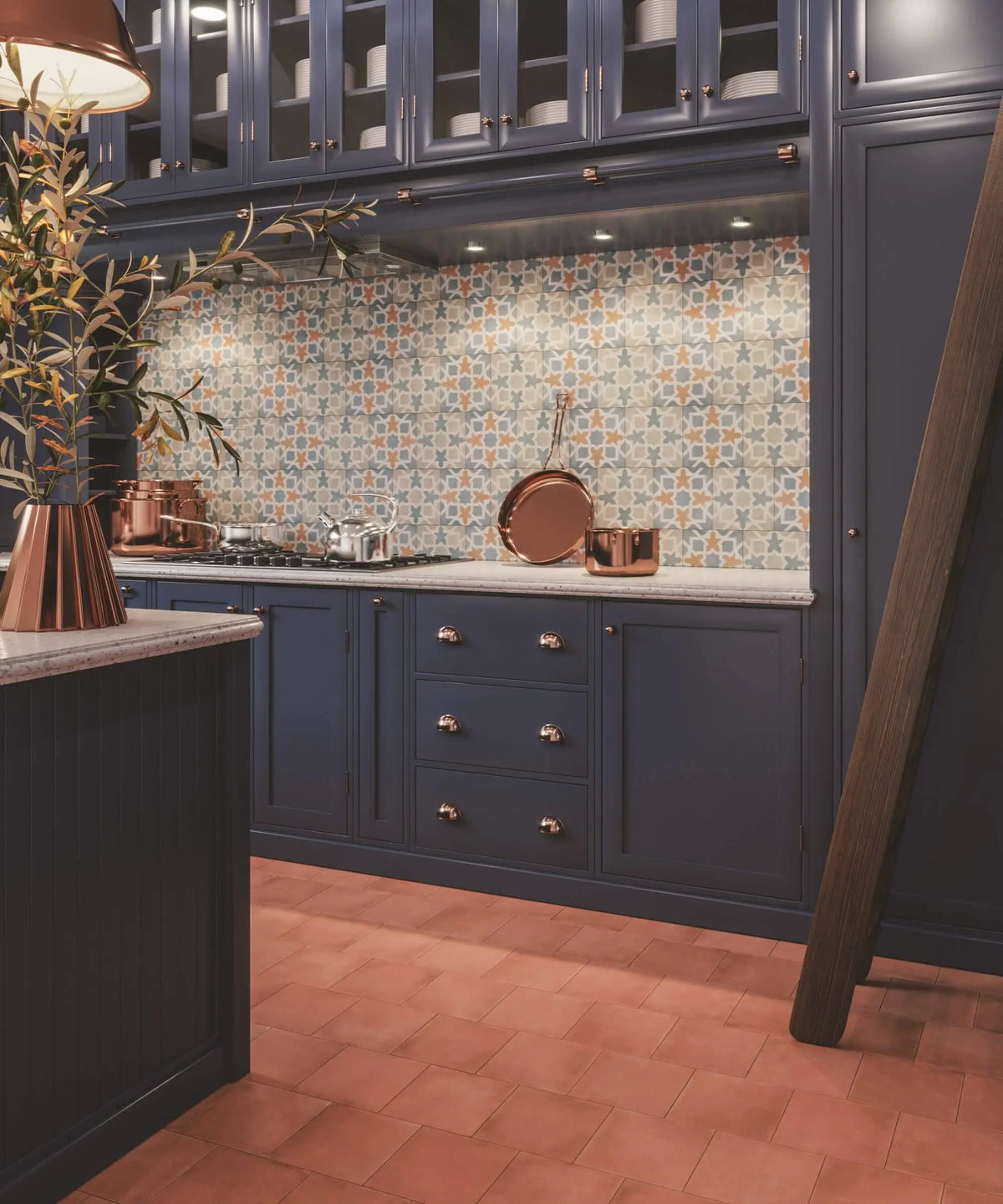 Maiolica Floor Pattern Coto Ceramic Tile – room scene