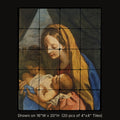 Madonna by Carlo Maratta, stone mural shown on 16"W x 20"H (20 pcs of 4"x4" tumbled marble tiles)