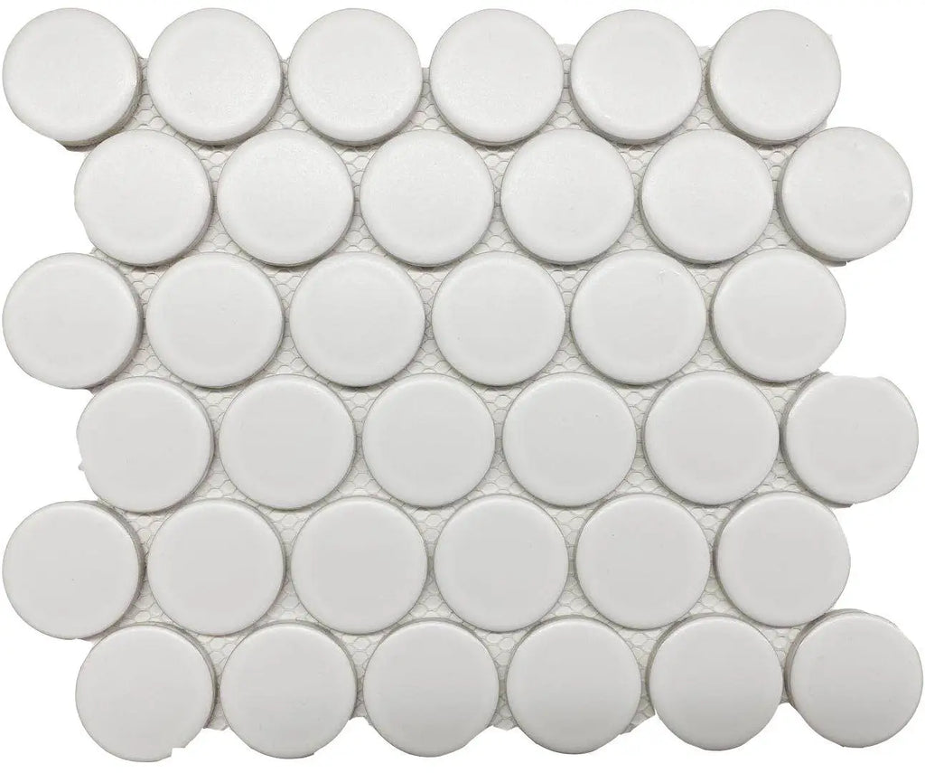 CC Mosaics Plus White Matte 2" Dots Porcelain Mosaic Tile