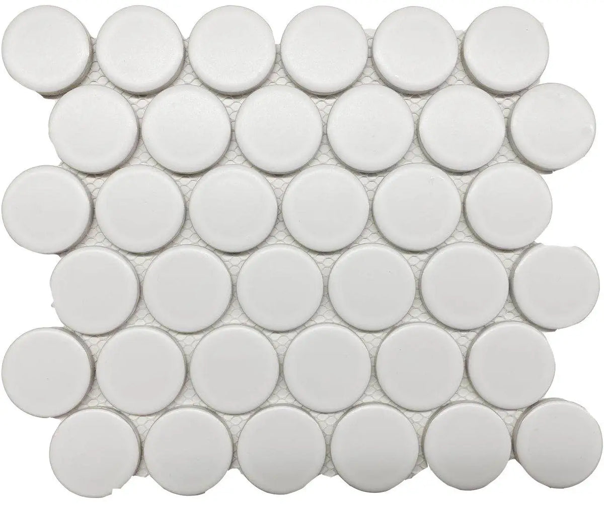 CC Mosaics Plus White Matte 2" Dots Porcelain Mosaic Tile