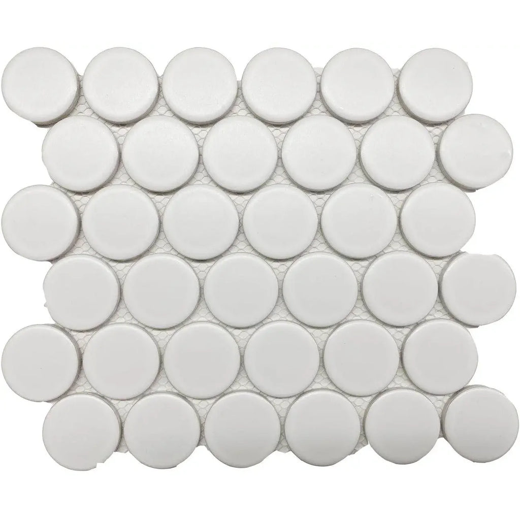 CC Mosaics Plus White Matte 2" Dots Porcelain Mosaic Tile