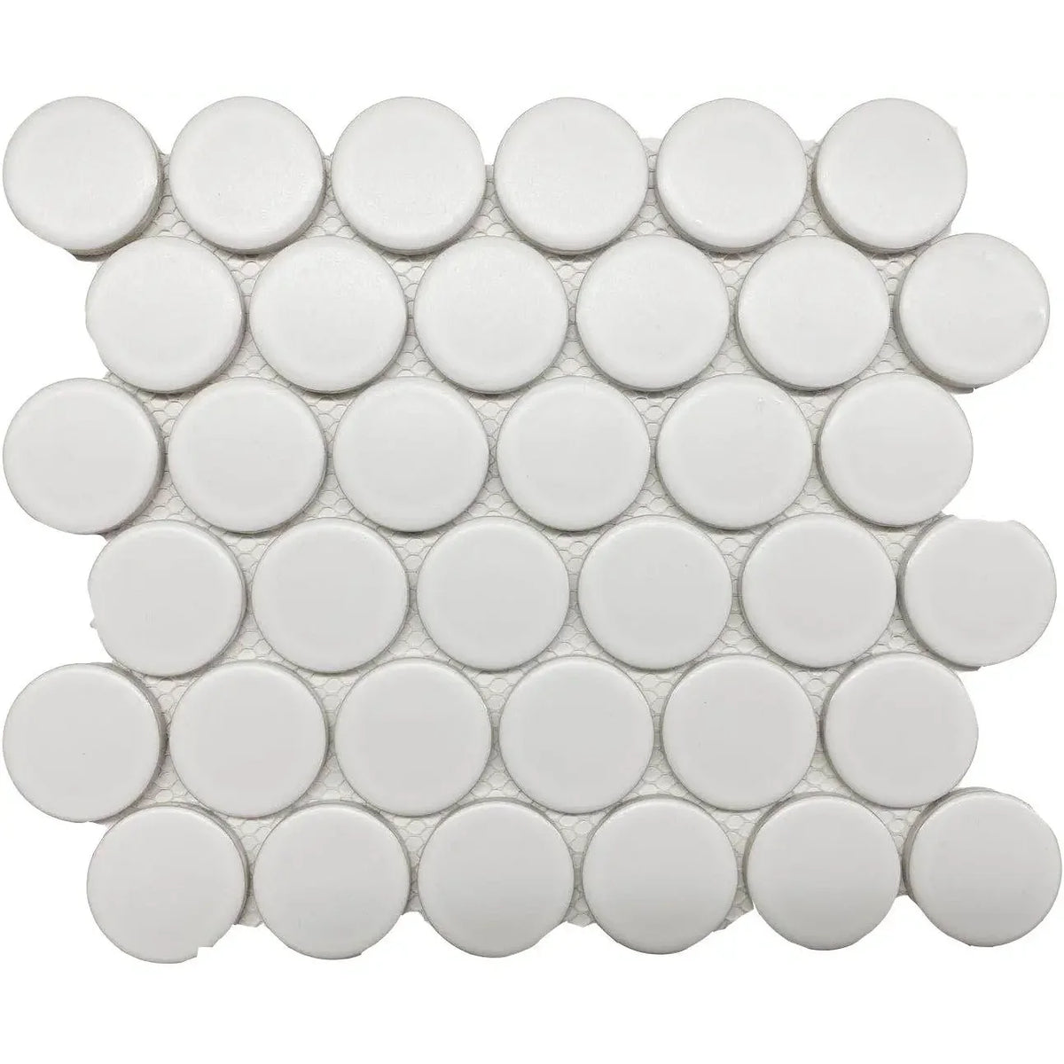 CC Mosaics Plus White Matte 2" Dots Porcelain Mosaic Tile