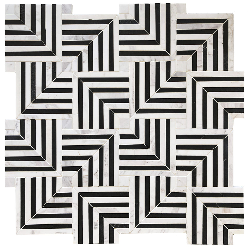 Maze Dark Stone Mosaic Tile – installed
