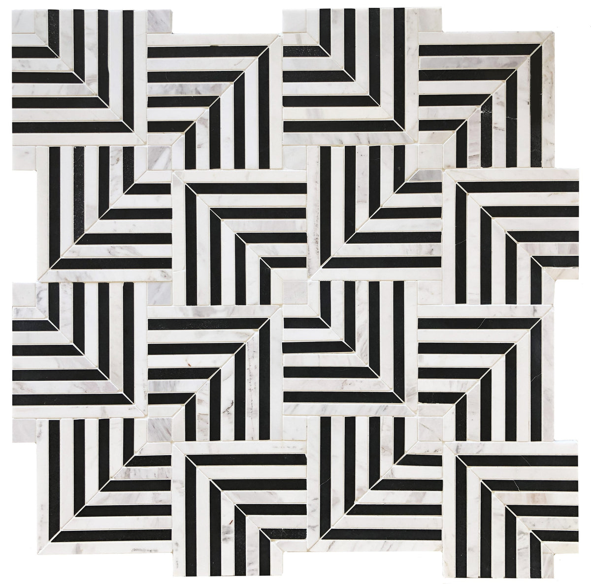 Maze Dark Stone Mosaic Tile – installed