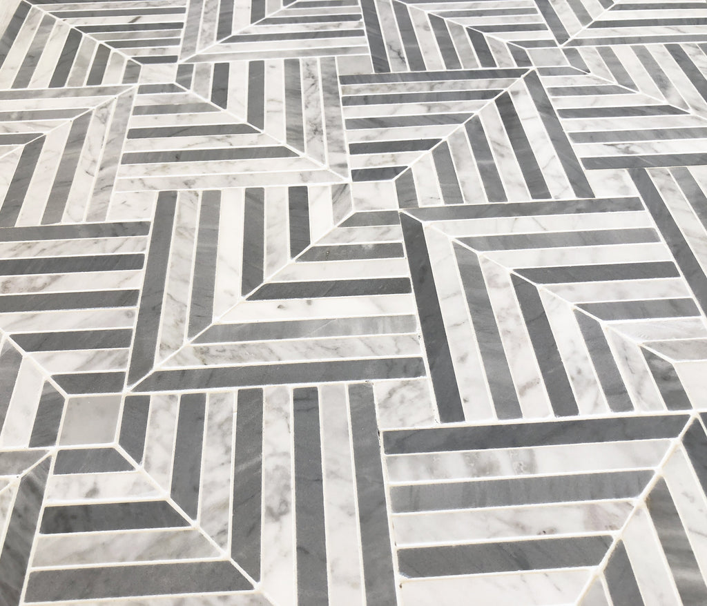 Maze Light Stone Mosaic Tile – installed