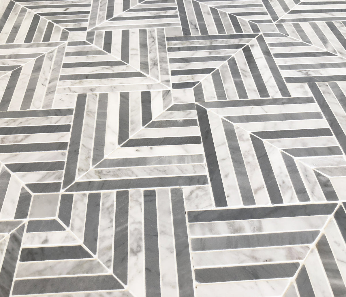 Maze Light Stone Mosaic Tile – installed
