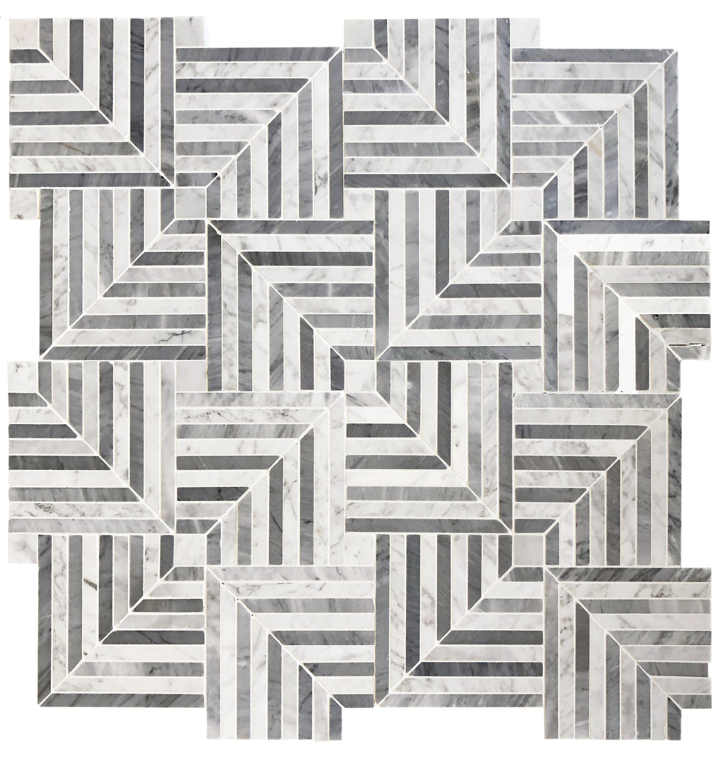 Maze Light Stone Mosaic Tile – installed