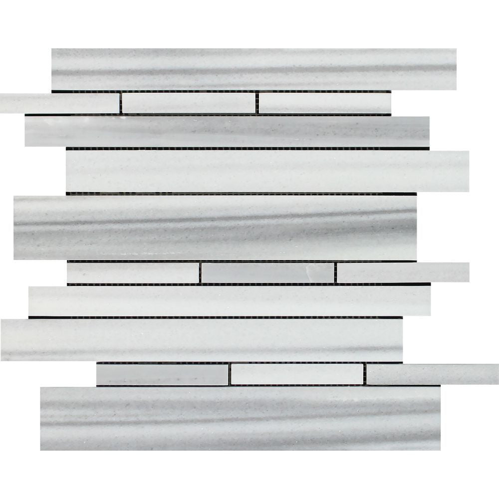 Mink (Marmara) Marble Polished Random Strip Mosaic Tile