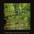 Le Bassin aux Nymphéas by Claude Monet, stone mural shown on 36"W x 36"H (81 pcs of 4"x4" tumbled marble tiles)
