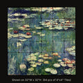 Water Lilies by Claude Monet, stone mural shown on 32"W x 32"H (64 pcs of 4"x4" tumbled marble tiles)