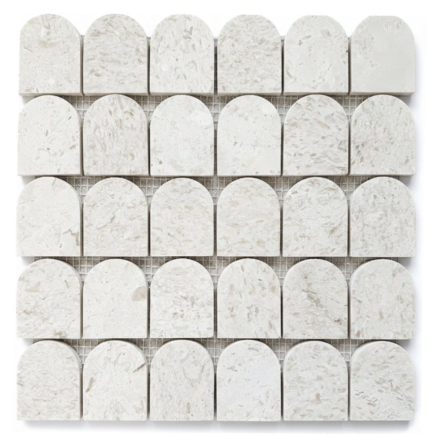 Nara Beige Stone Arc Marble Mosaic Tile
