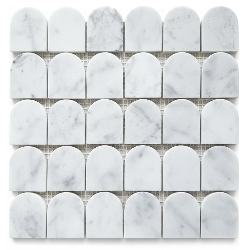 Nara Carrara White Arc Marble Mosaic Tile