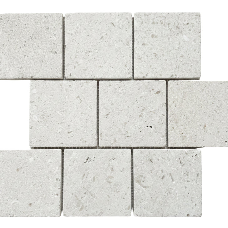 Nara Beige Stone Offset Marble Mosaic Tile