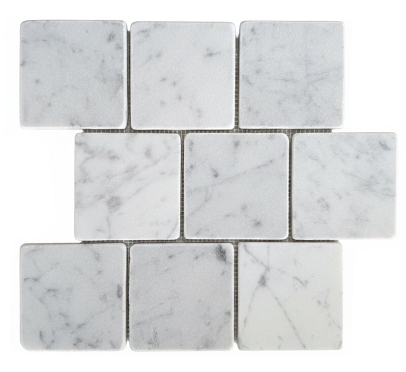 Nara Carrara White Offset Marble Mosaic Tile
