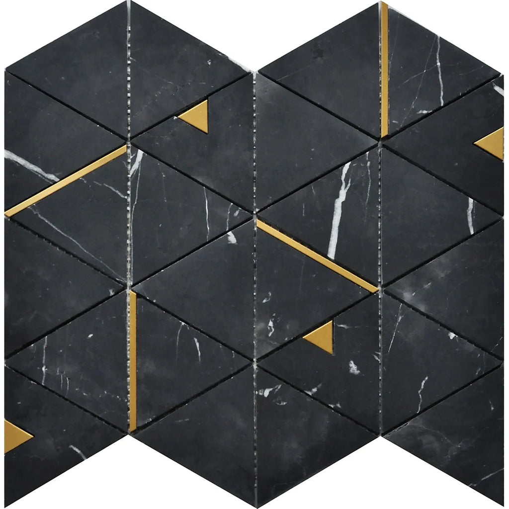 Rockart Nero Marquina Triangle Marble Mosaic Tile