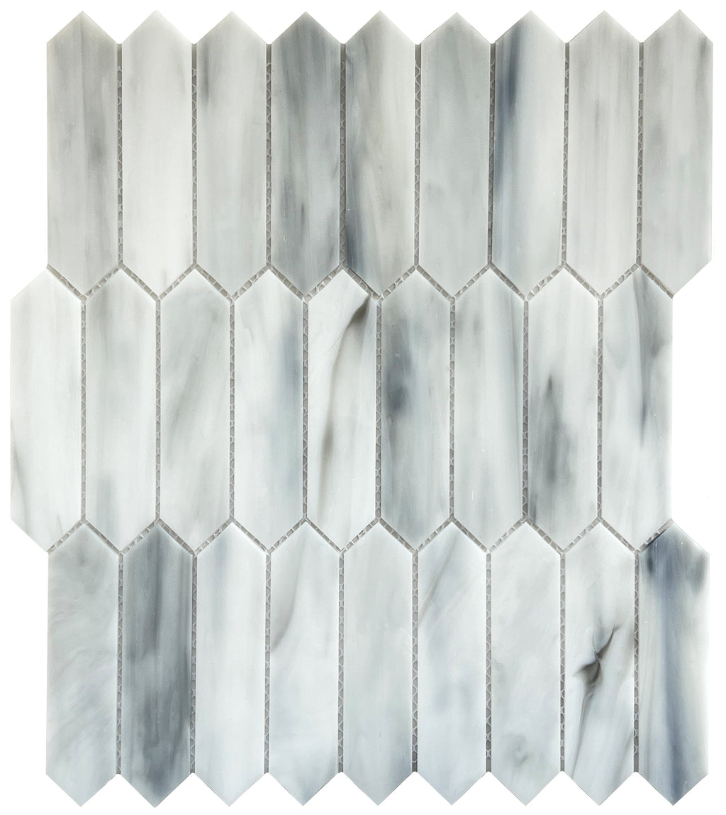 Opal White Picket Glass Mosaic Tile